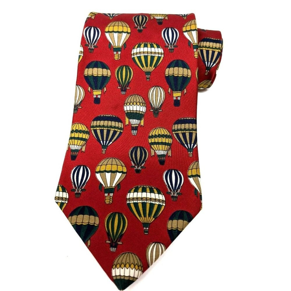 Brooks Brothers Makers Men's Silk Necktie Hot Air Balloon Print Red - Picture 1 of 7